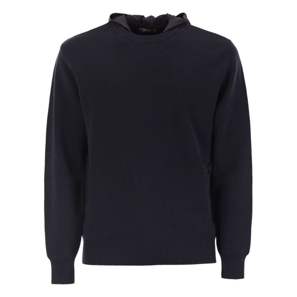 Herno Men Resort Double Cotton Knit And Nylon Hoodie